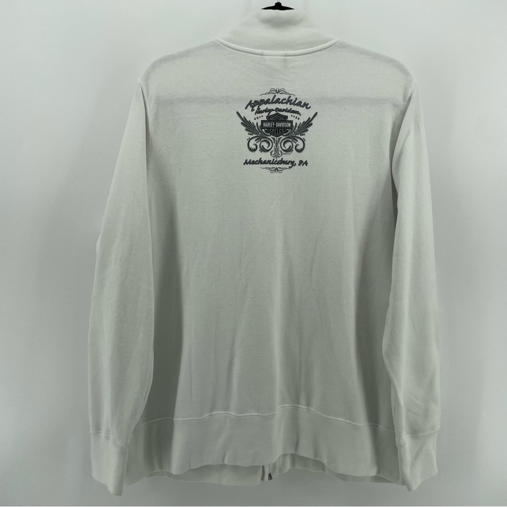 SOLD | Harley Davidson Womens Zipped Sweatshirt White Mock Neck 1X - Picture 6 of 8